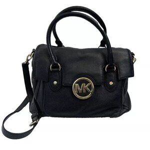 Michael Kors Handbag Black Leather Tote ShoulderBag Purse Crossbody
